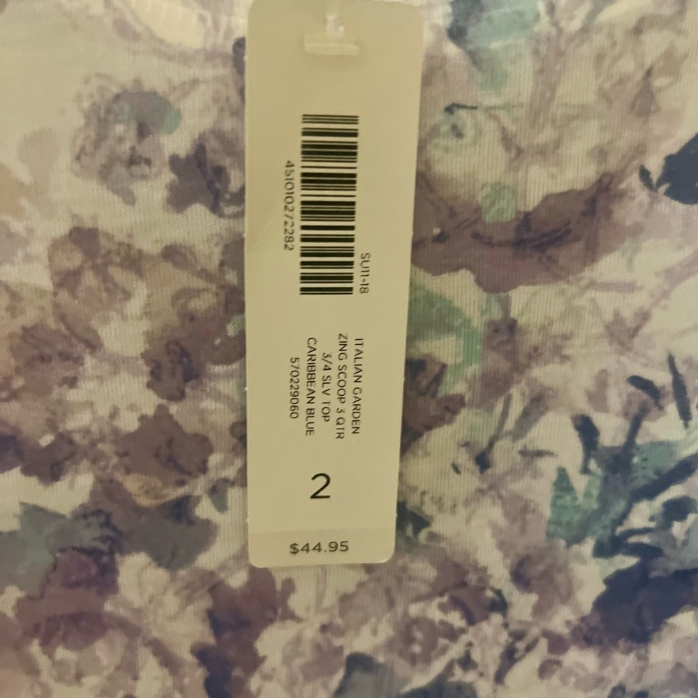 Chico's Weekends Size 12 Women’s Floral 3/4 Sleeve Top - Vibrant, Comfort, NWT - Picture 4 of 6
